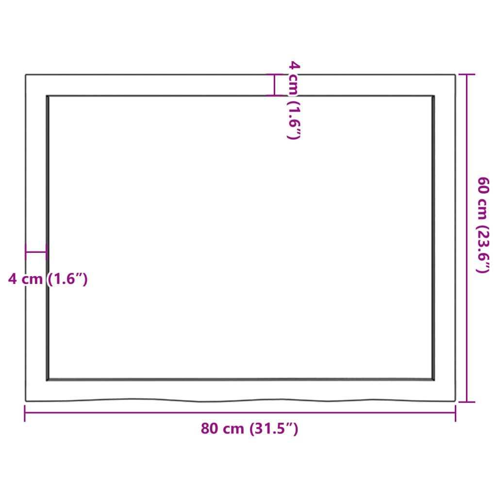 vidaXL Waschtischplatte Dunkelbraun 80x60x(2-4)cm Massivholz Behandelt