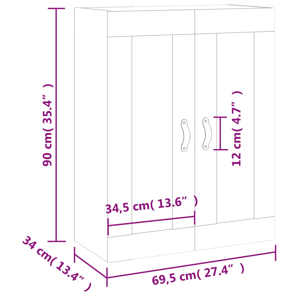 vidaXL Wandschrank Räuchereiche 69,5x34x90 cm