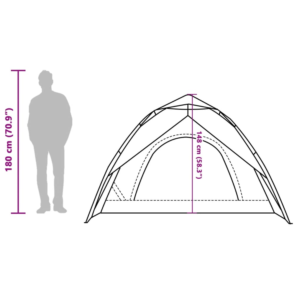 vidaXL Kuppel-Campingzelt 3 Personen Grün Quick Release