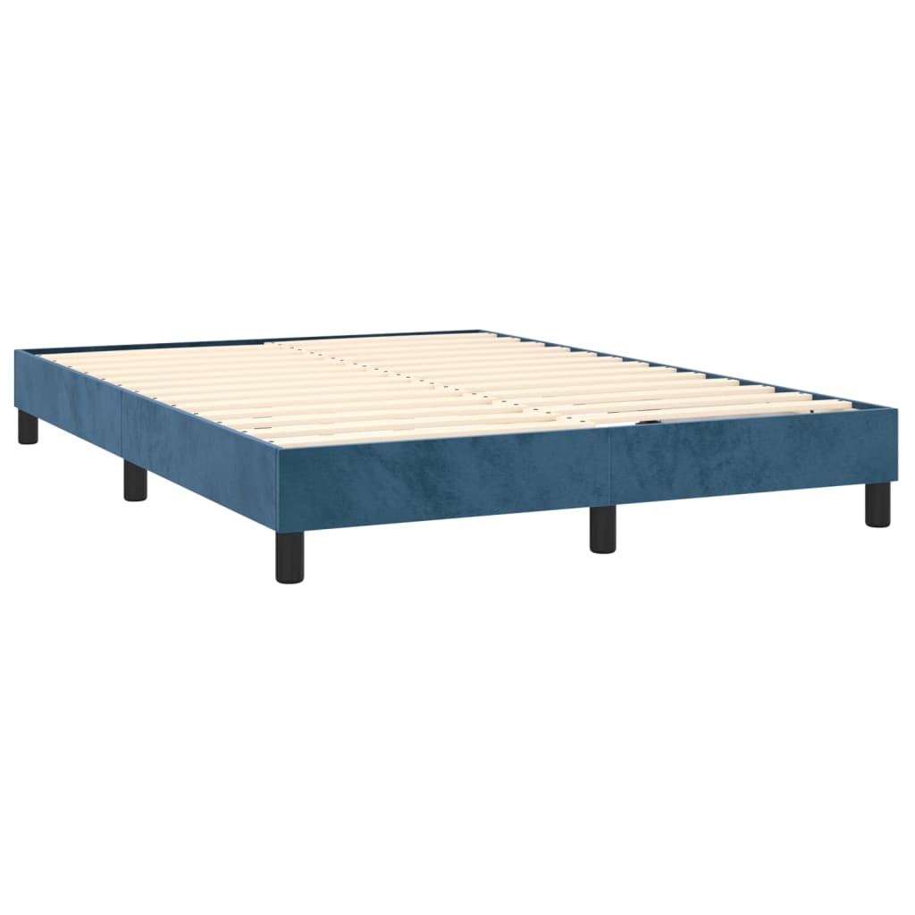 vidaXL Boxspringbett mit Matratze Dunkelblau 140x190 cm Samt