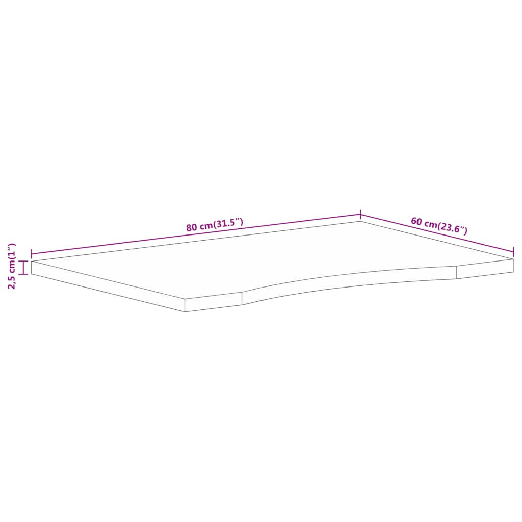 vidaXL Schreibtischplatte mit Aussparung 80x60x2,5 cm Massivholz Mango