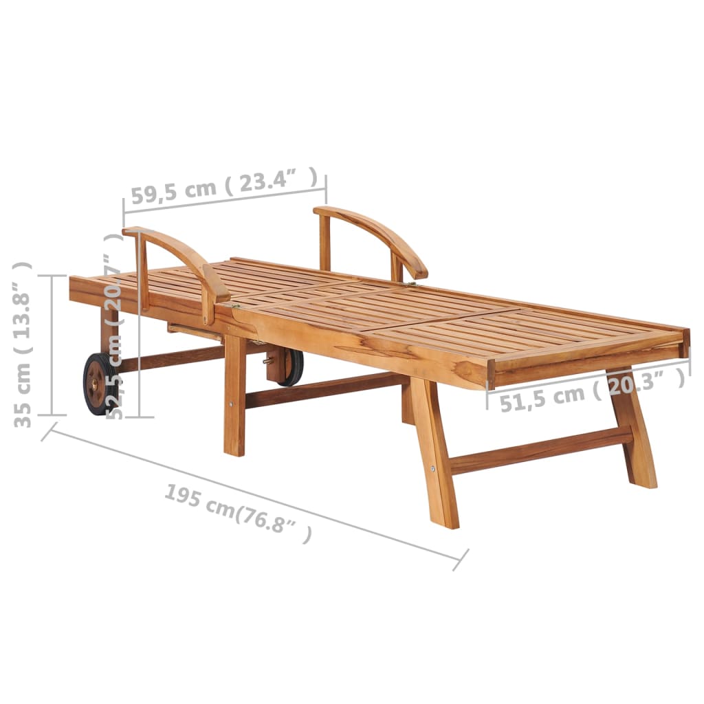 vidaXL Sonnenliege mit Auflage Anthrazit Massivholz Teak