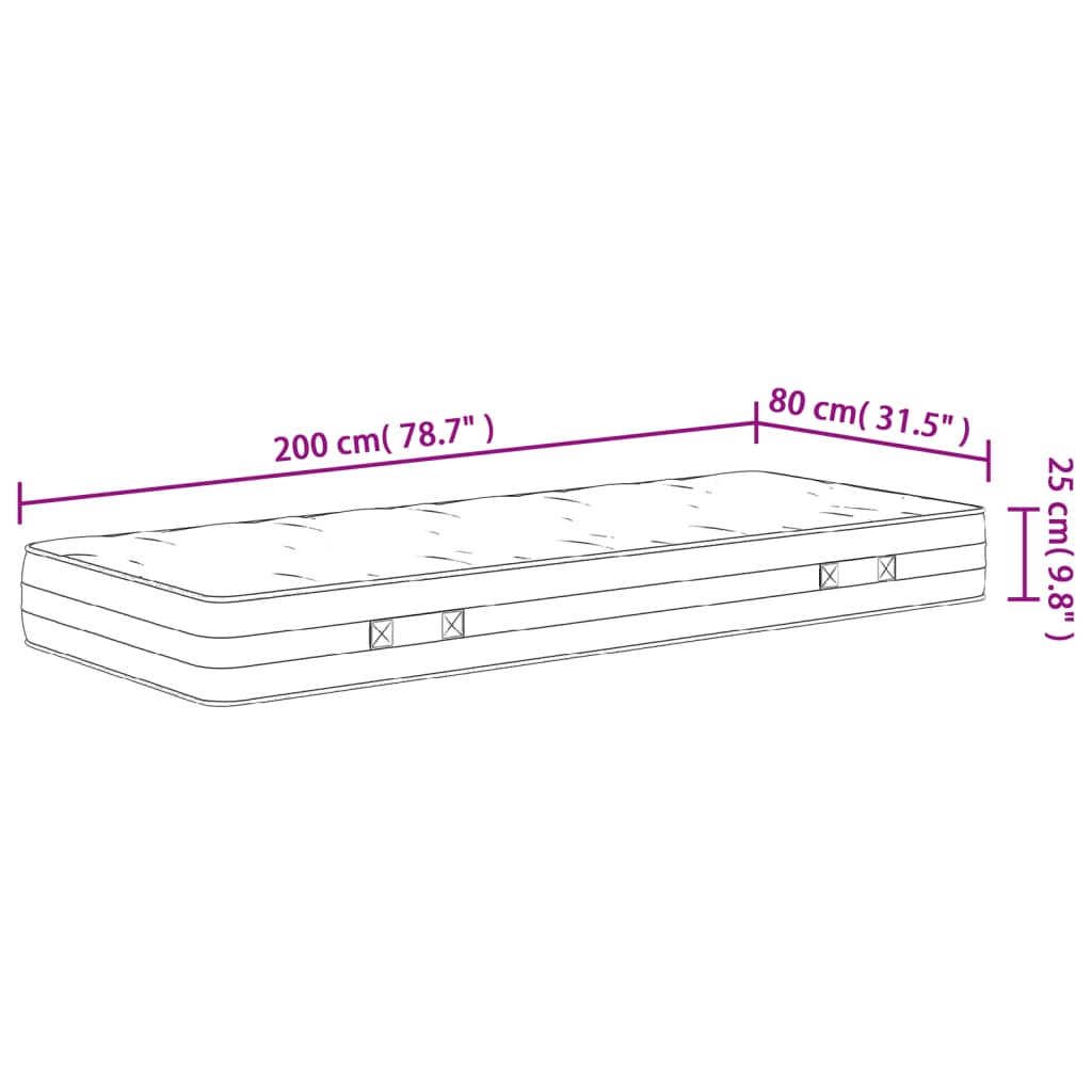 vidaXL Matratze Taschenfederkern Mittelfest 80x200 cm