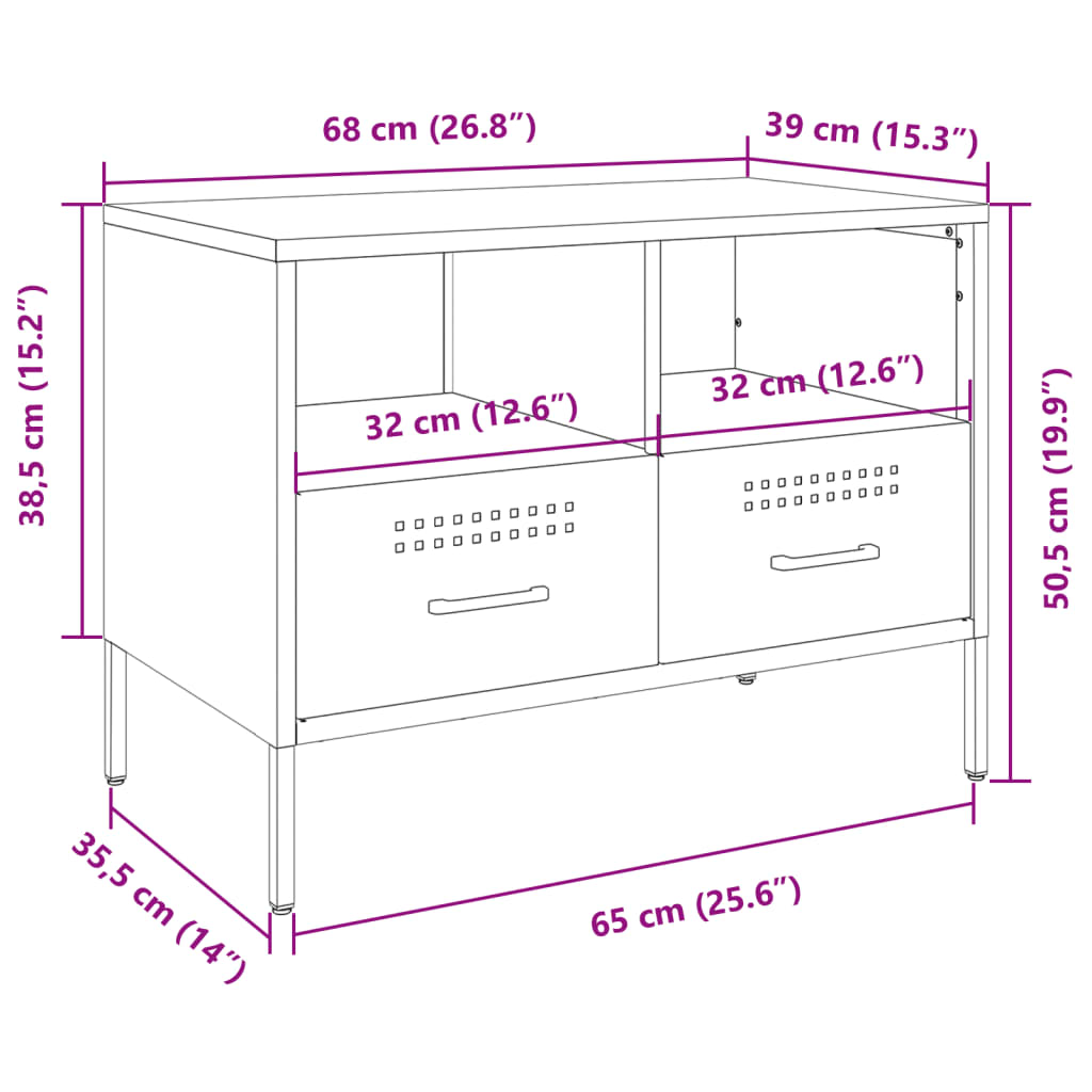 vidaXL TV-Schrank Senfgelb 68x39x50,5 cm Stahl