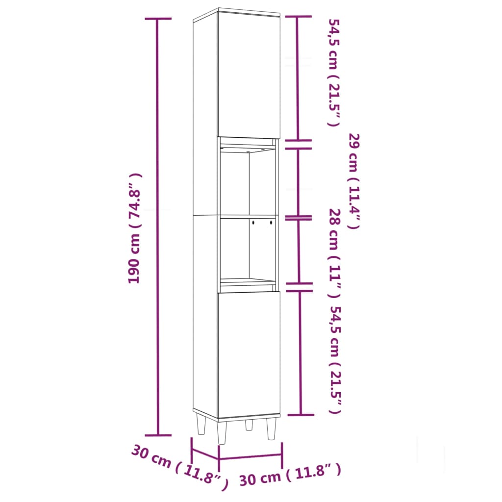 vidaXL 3-tlg. Badmöbel-Set Räuchereiche Holzwerkstoff