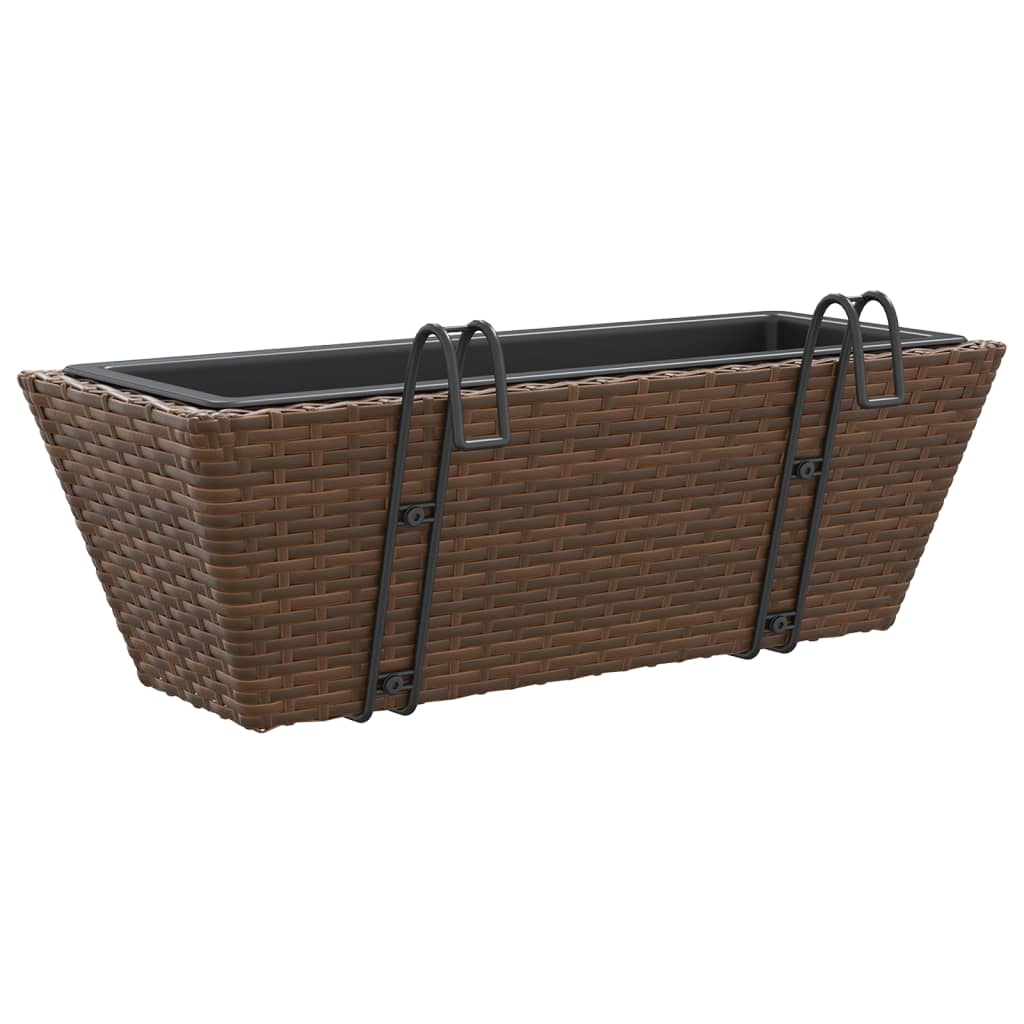 vidaXL Pflanzkübel mit Haken 2 Stk. Braun Poly Rattan