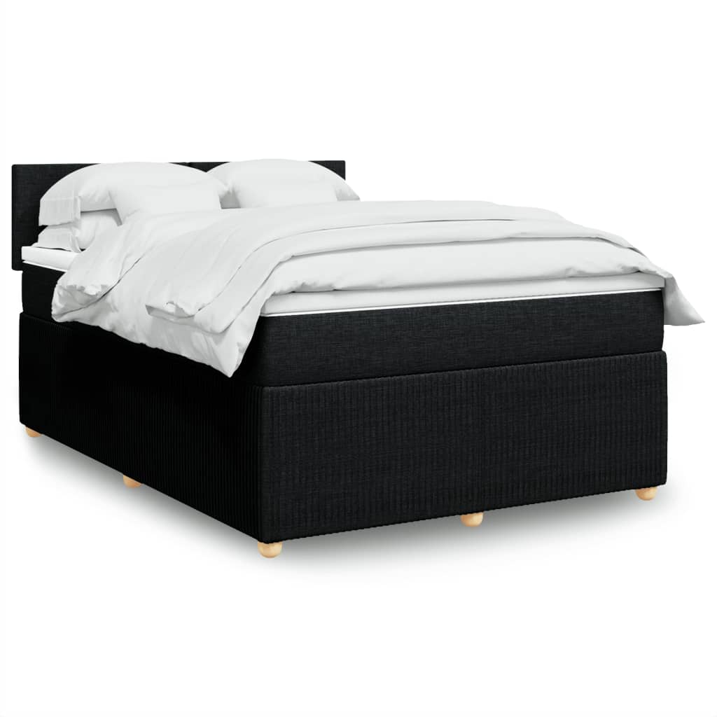 vidaXL Boxspringbett mit Matratze Schwarz 140x200 cm Stoff