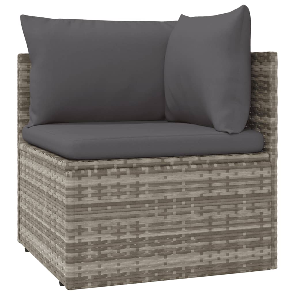 vidaXL 12-tlg. Garten-Lounge-Set mit Kissen Grau Poly Rattan