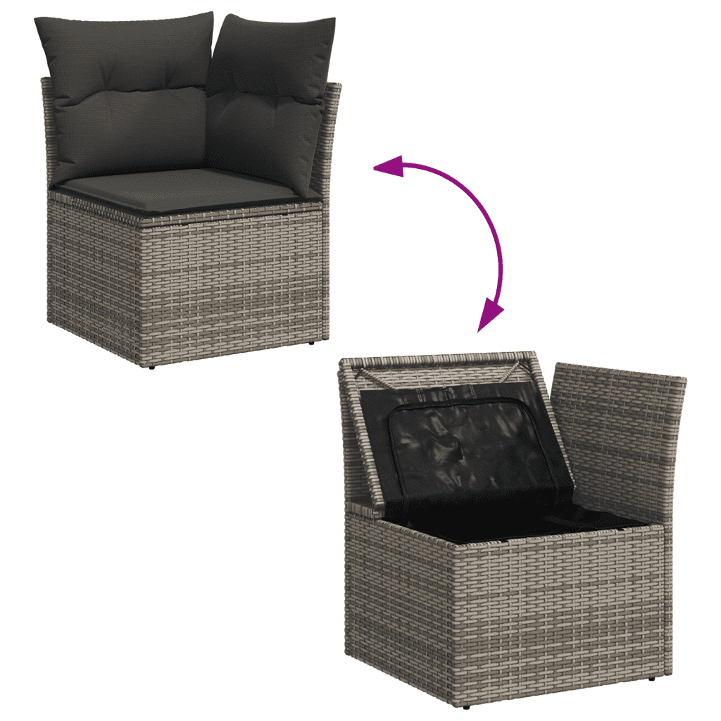 vidaXL 6-tlg. Garten-Sofagarnitur mit Kissen Grau Poly Rattan