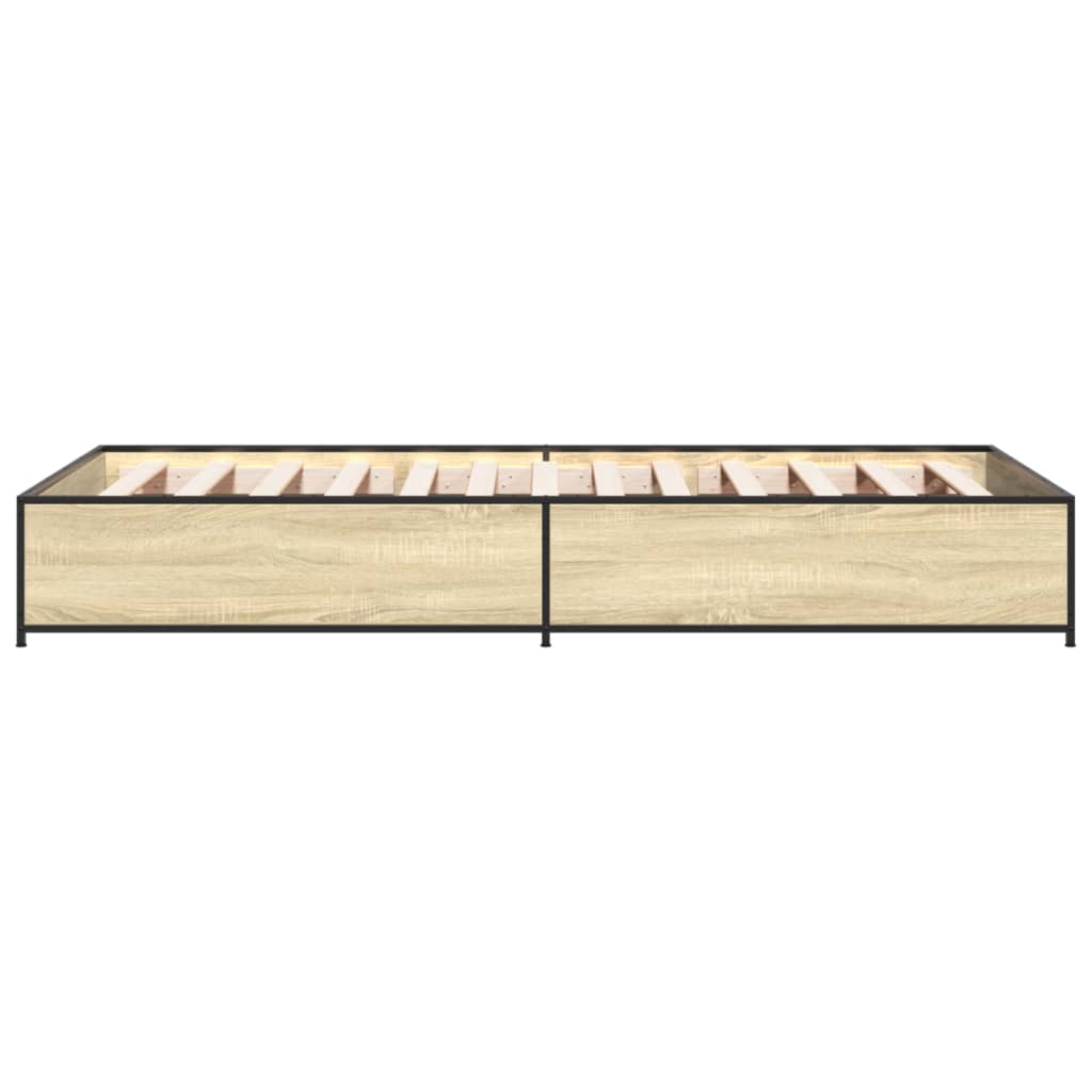 vidaXL Bettgestell Sonoma-Eiche 75x190 cm Holzwerkstoff und Metall