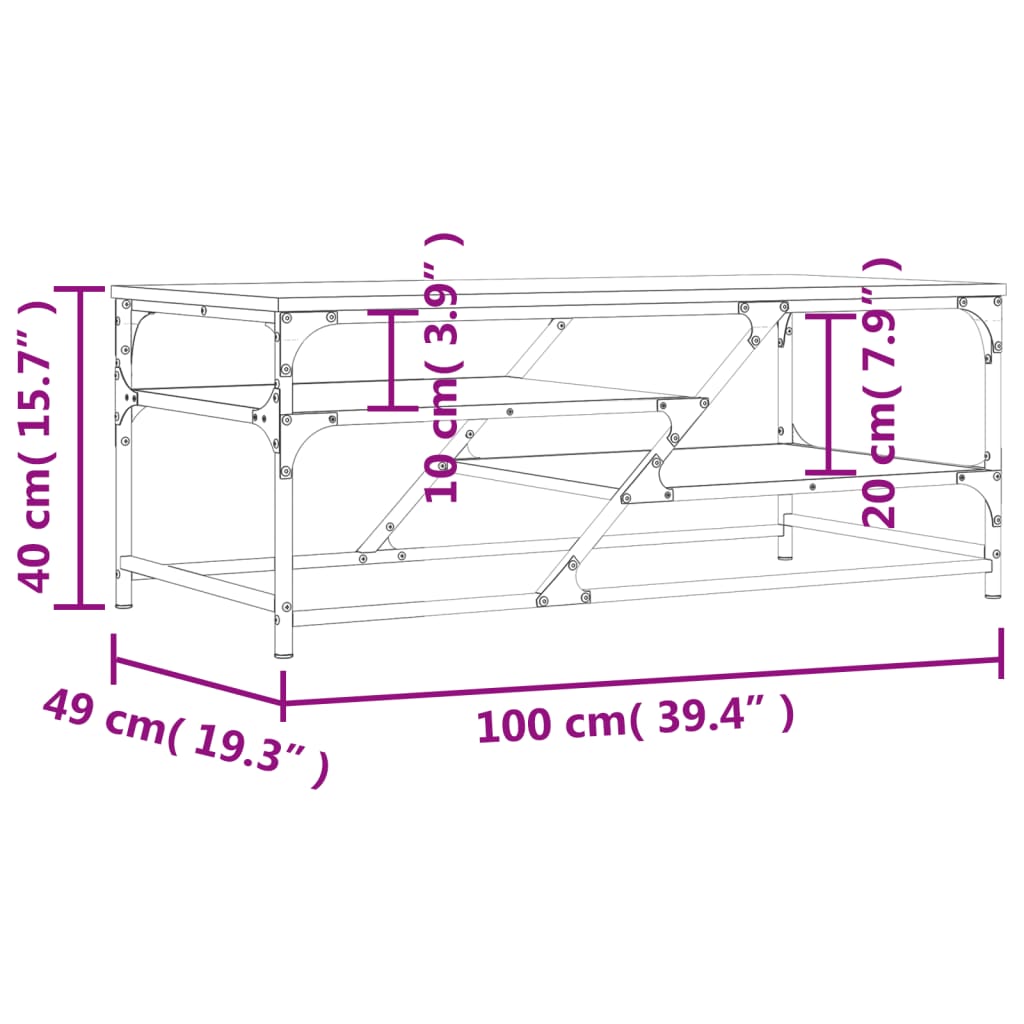 vidaXL Couchtisch Sonoma-Eiche 100x49x40 cm Holzwerkstoff