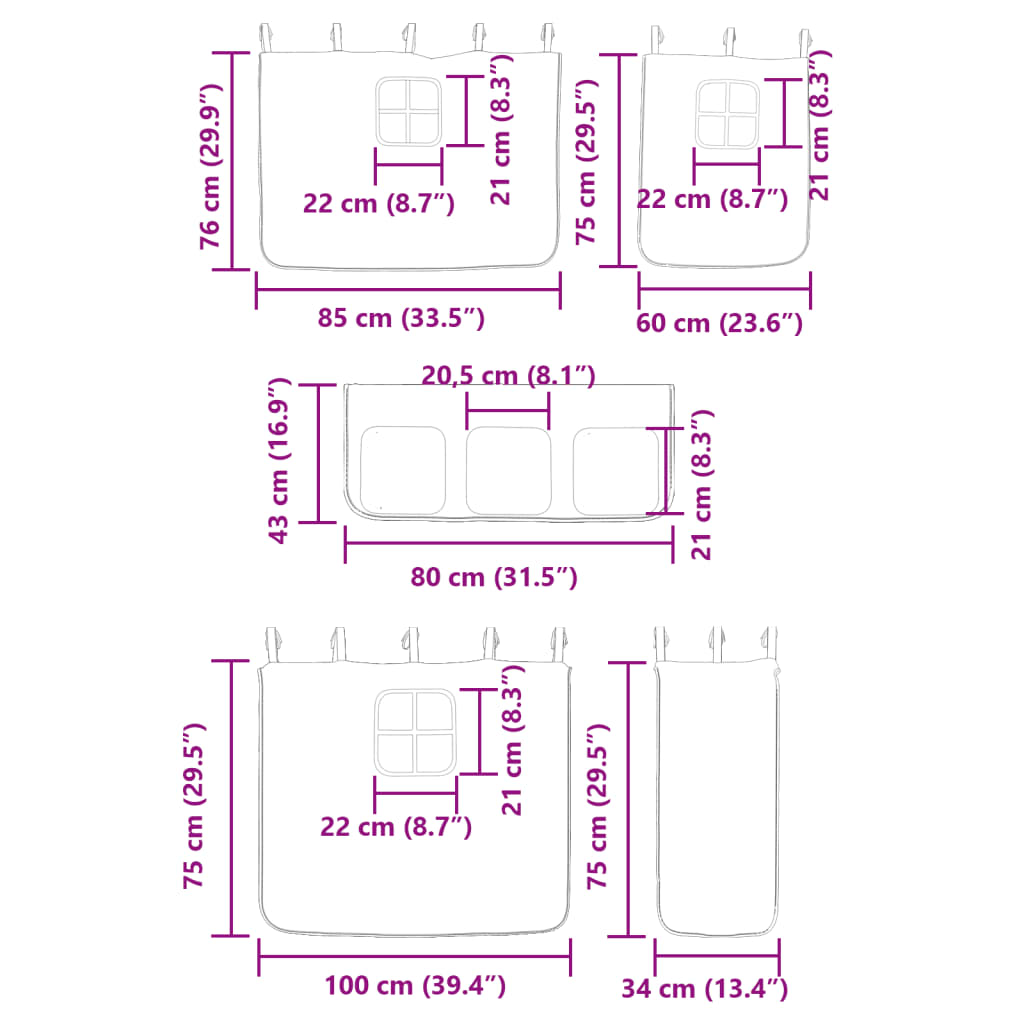 vidaXL Etagenbett mit Rutsche und Gardinen Blau 90x200 cm