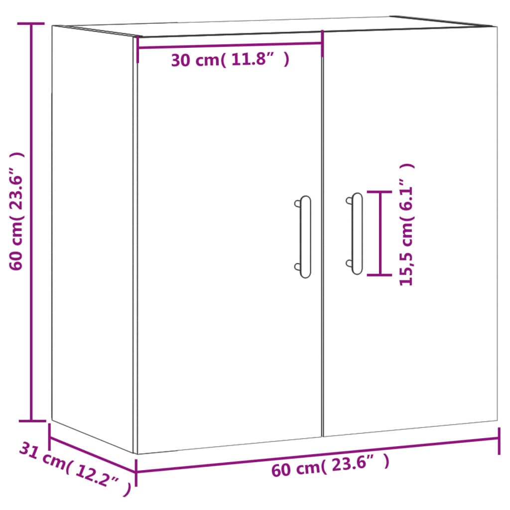 vidaXL Wandschrank Schwarz 60x31x60 cm Holzwerkstoff