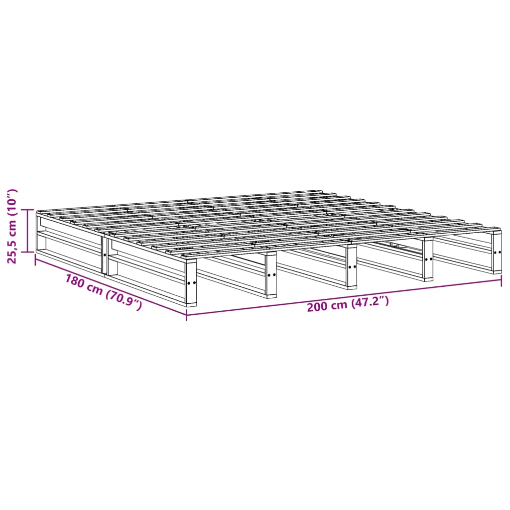 vidaXL Massivholzbett ohne Matratze Weiß 180x200 cm Kiefernholz