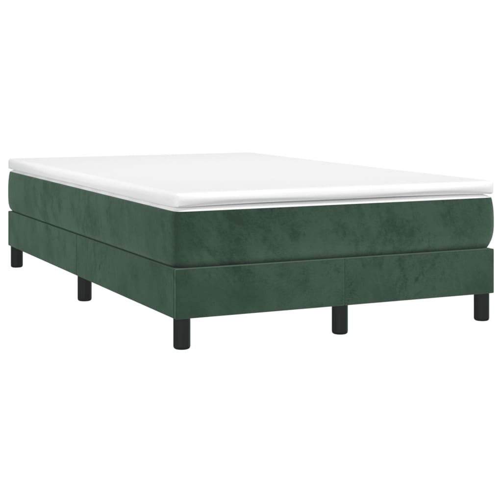 vidaXL Boxspringbett mit Matratze Dunkelgrün 120x190 cm Samt