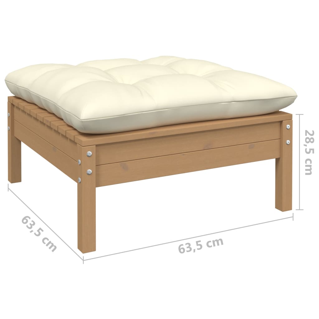 vidaXL 8-tlg. Garten-Lounge-Set mit Creme Kissen Kiefernholz