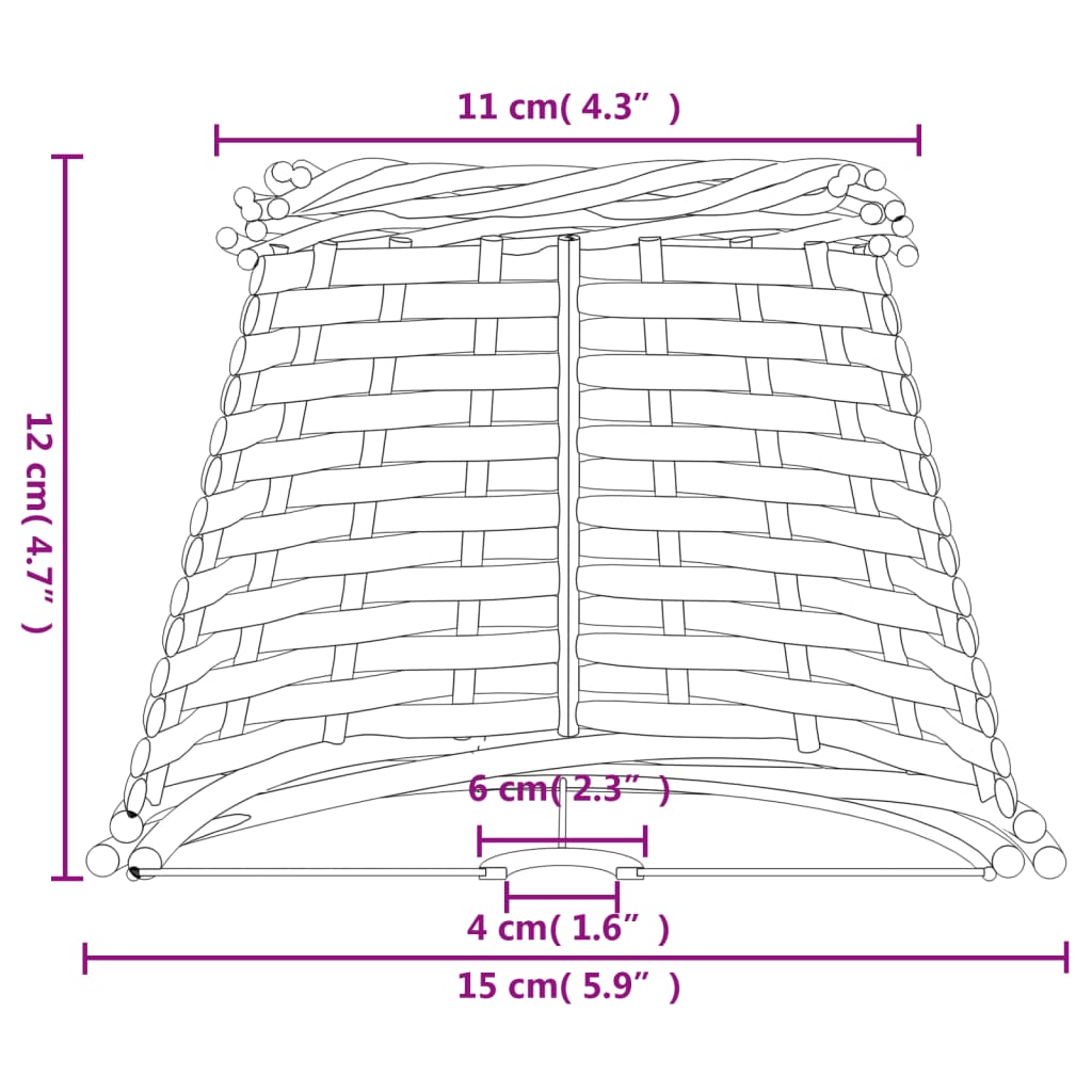 vidaXL Lampenschirm Braun Ø15x12 cm Korbweide