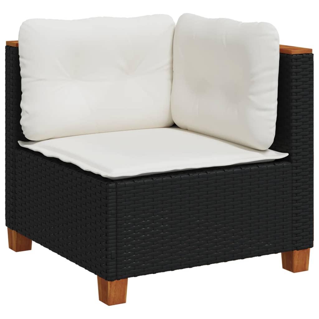 vidaXL Garten-Ecksofas mit Kissen 2 Stk. Schwarz Poly Rattan