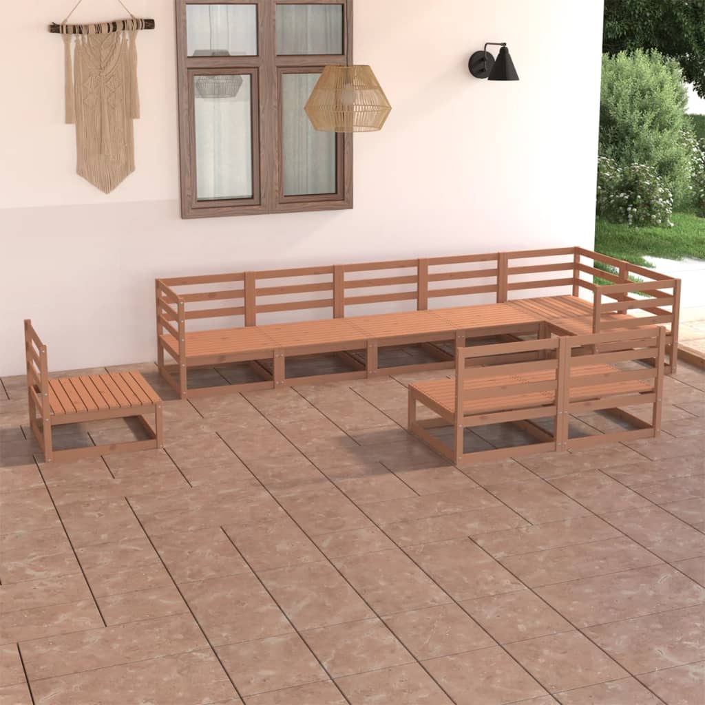 vidaXL 9-tlg. Garten-Lounge-Set Honigbraun Massivholz Kiefer