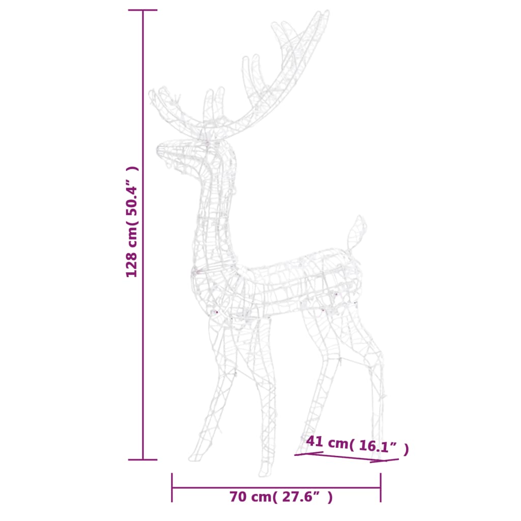 vidaXL LED-Rentier Acryl Weihnachtsdekoration 140 LEDs 120 cm Warmweiß