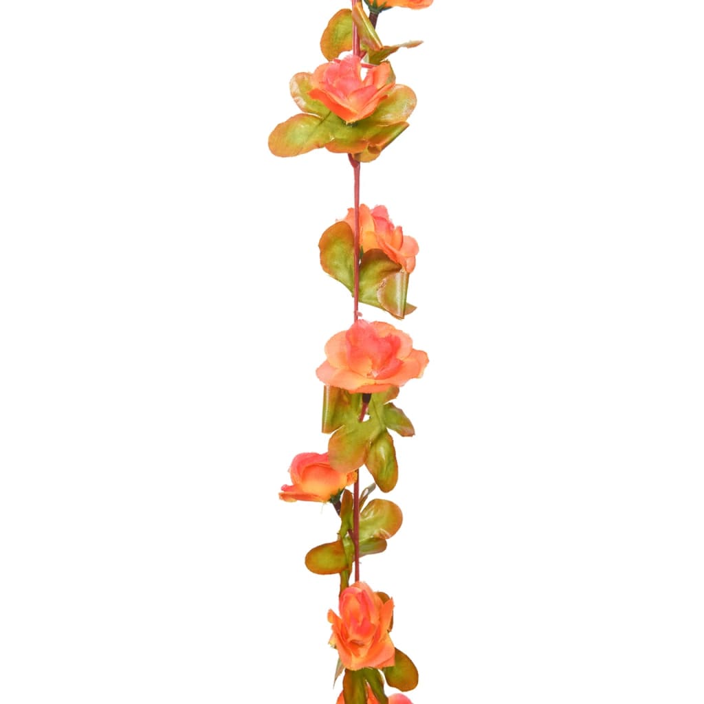 vidaXL Weihnachtskränze Blumen 6 Stk. Orange 250 cm