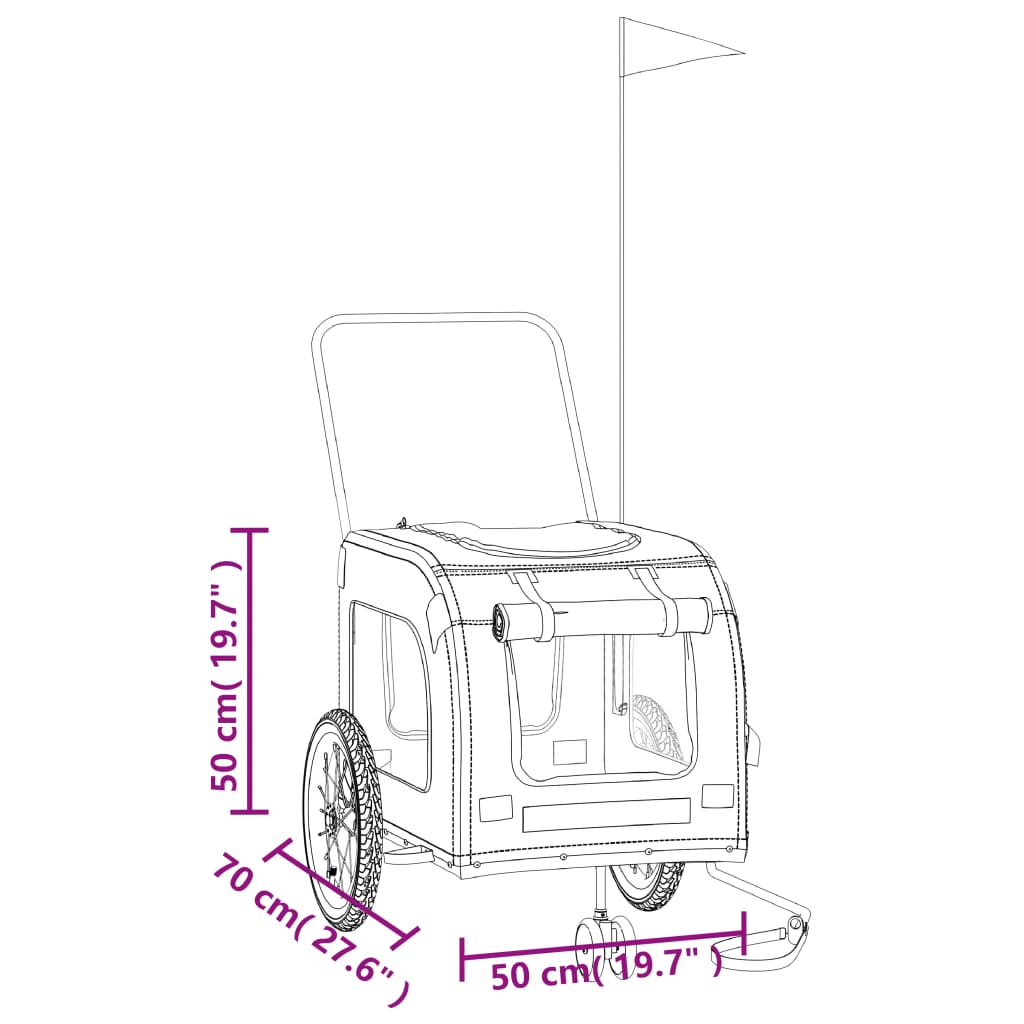 vidaXL Fahrradanhänger Hunde Grün und Grau Oxford-Gewebe und Eisen