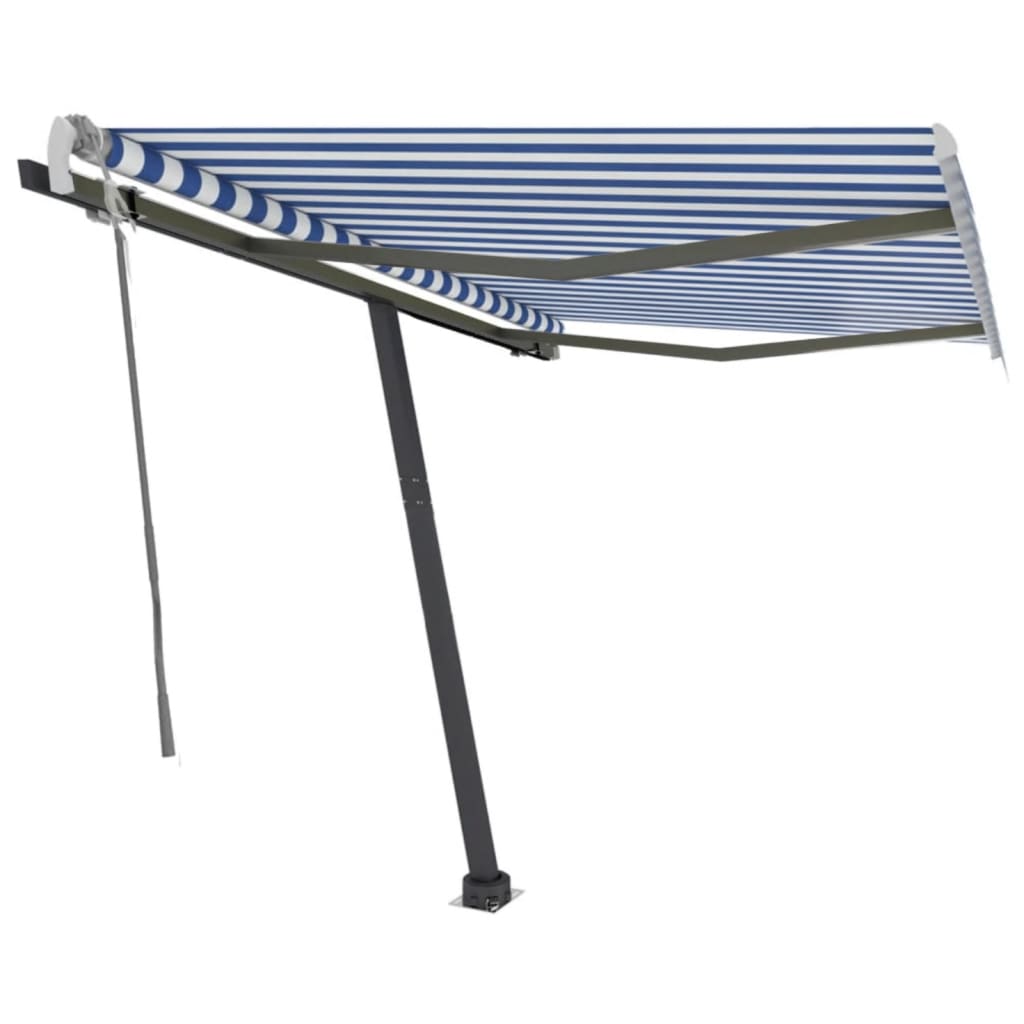 vidaXL Standmarkise Manuell Einziehbar 350x250 cm Blau/Weiß