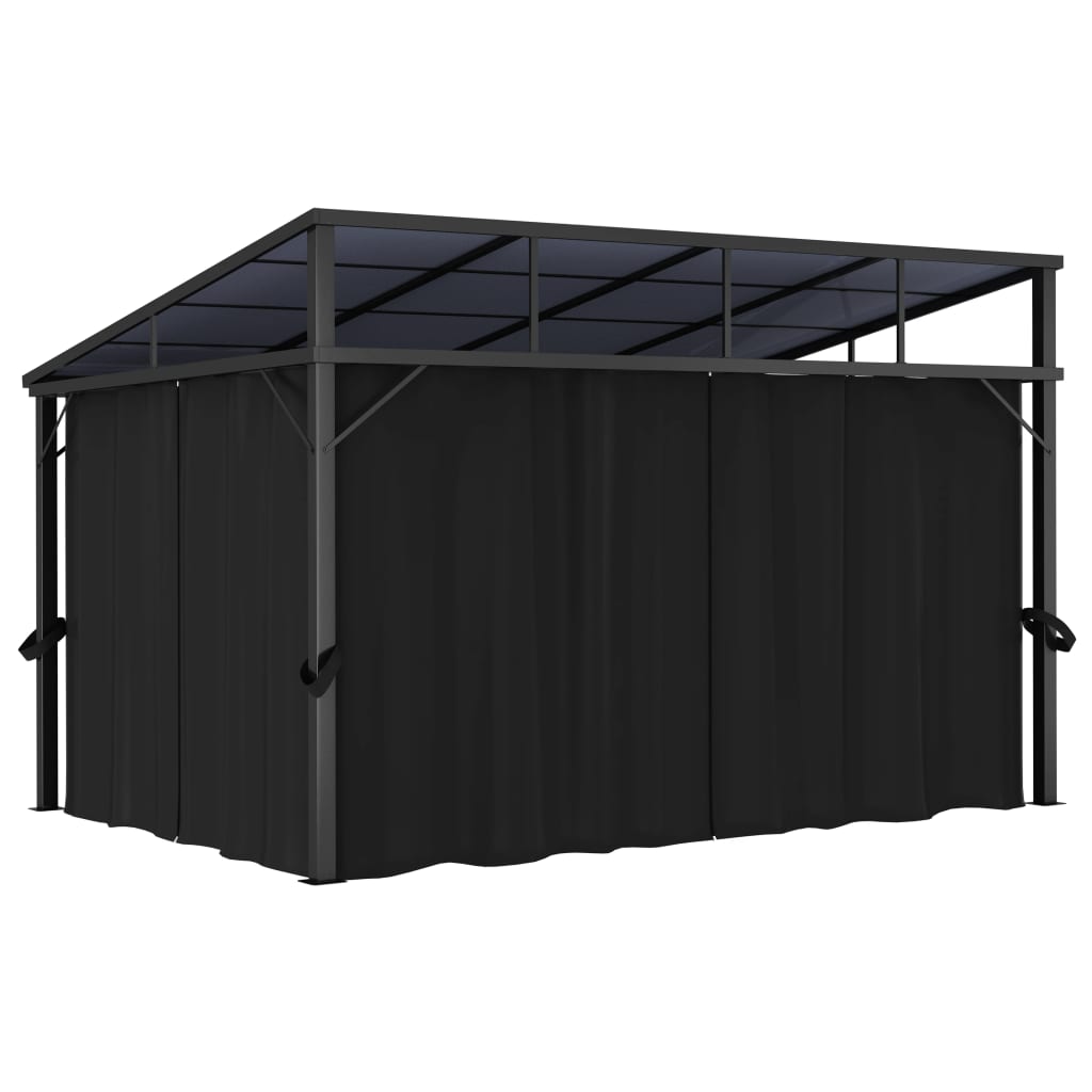 vidaXL Pavillon mit Vorhängen 405x294x244 cm Anthrazit