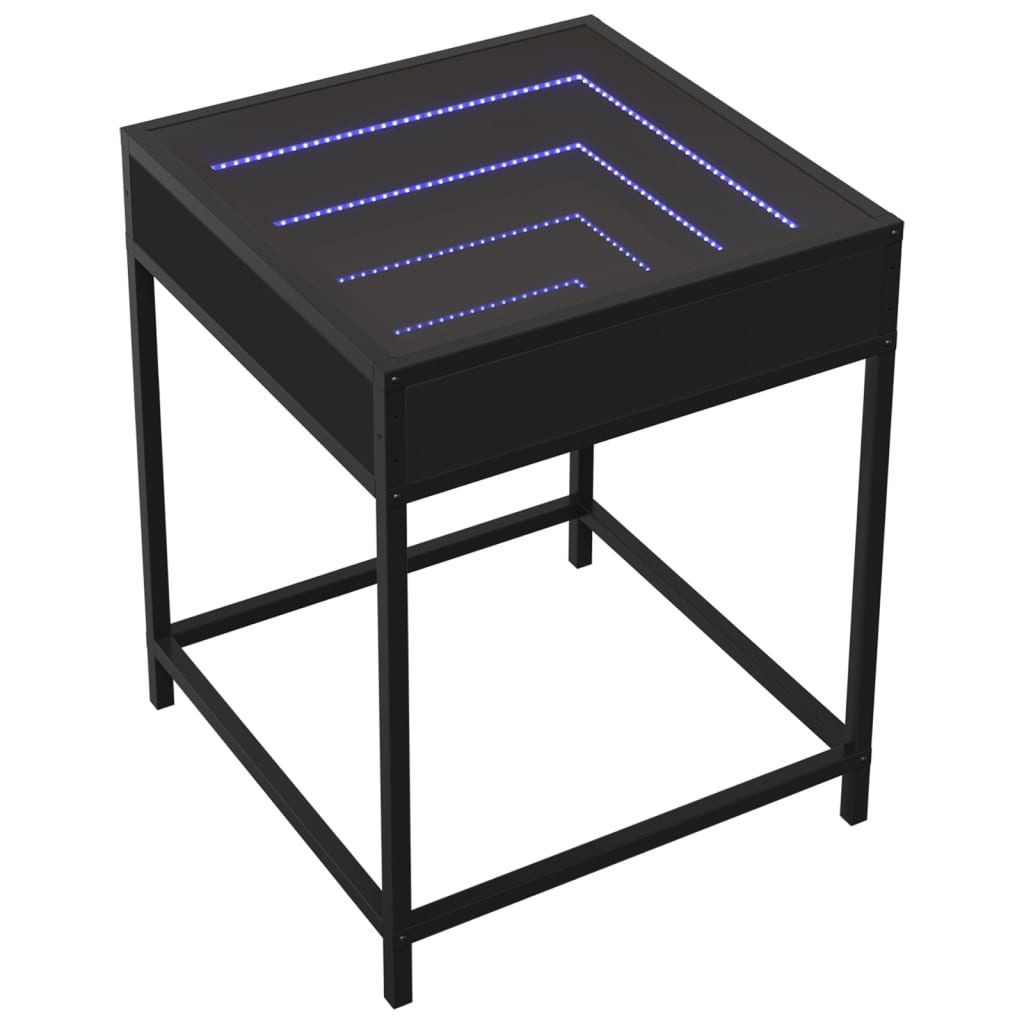 vidaXL Couchtisch mit Infinity-LED Schwarz 40x40x51 cm