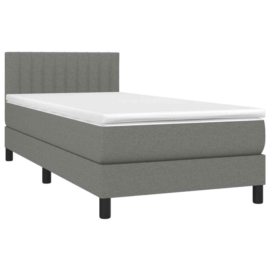 vidaXL Boxspringbett mit Matratze Dunkelgrau 90x190 cm Stoff