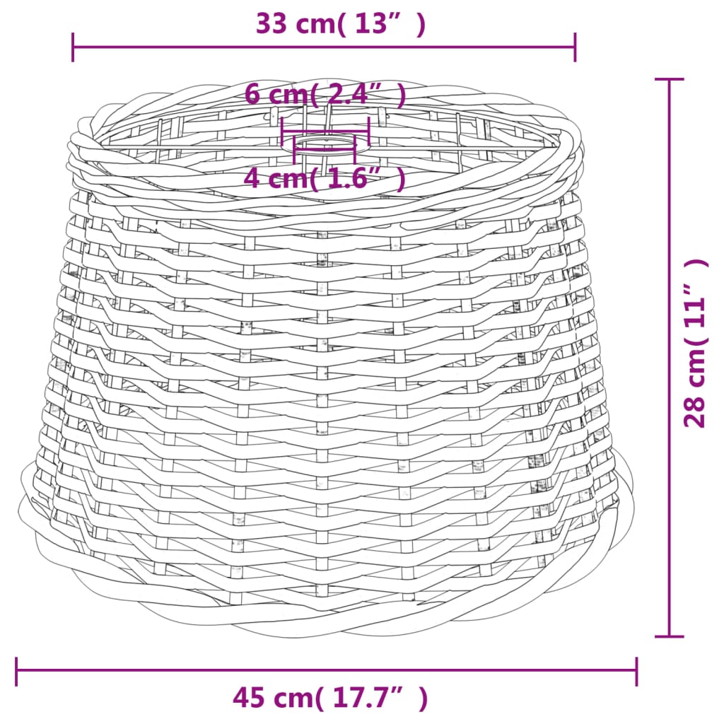 vidaXL Lampenschirm Weiß Ø45x28 cm Korbweide