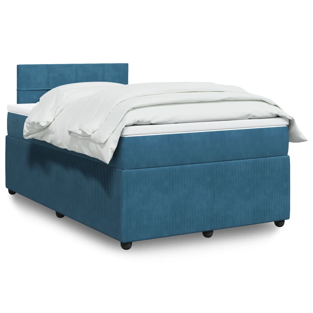 vidaXL Boxspringbett mit Matratze Blau 120x190 cm Samt