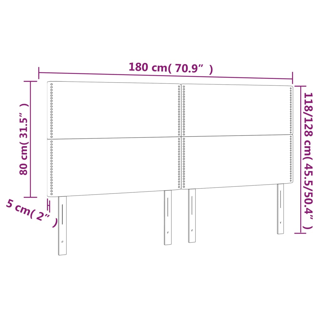 vidaXL Kopfteile 4 Stk. Rosa 90x5x78/88 cm Samt