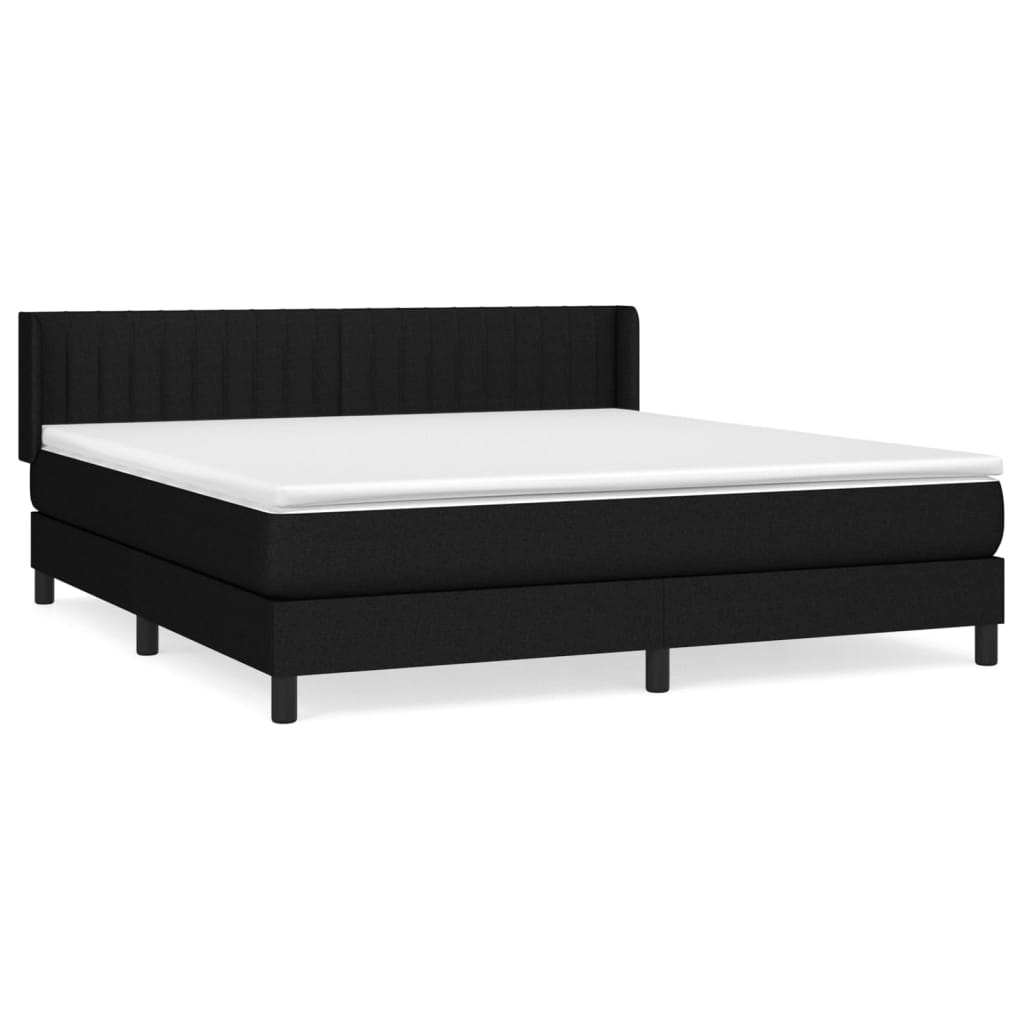 vidaXL Boxspringbett mit Matratze Schwarz 180x200 cm Stoff