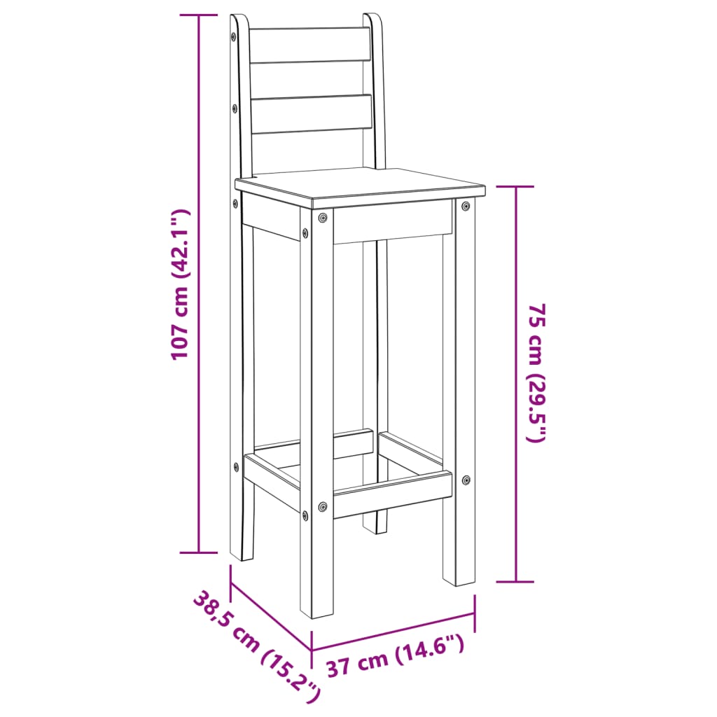 vidaXL 5-tlg. Bar-Set Massivholz Kiefer