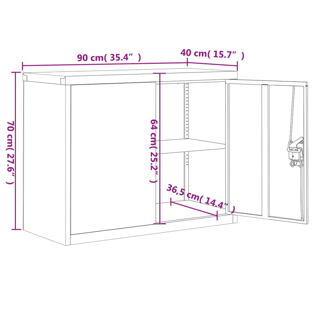 vidaXL Aktenschrank Anthrazit 90x40x70 cm Stahl