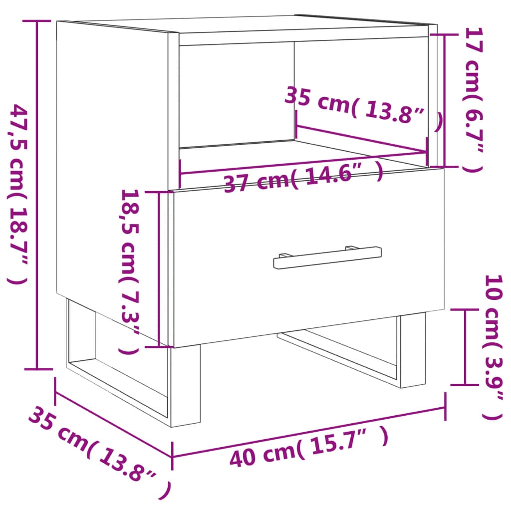 vidaXL Nachttische 2Stk. Braun Eichen-Optik 40x35x47,5cm Holzwerkstoff