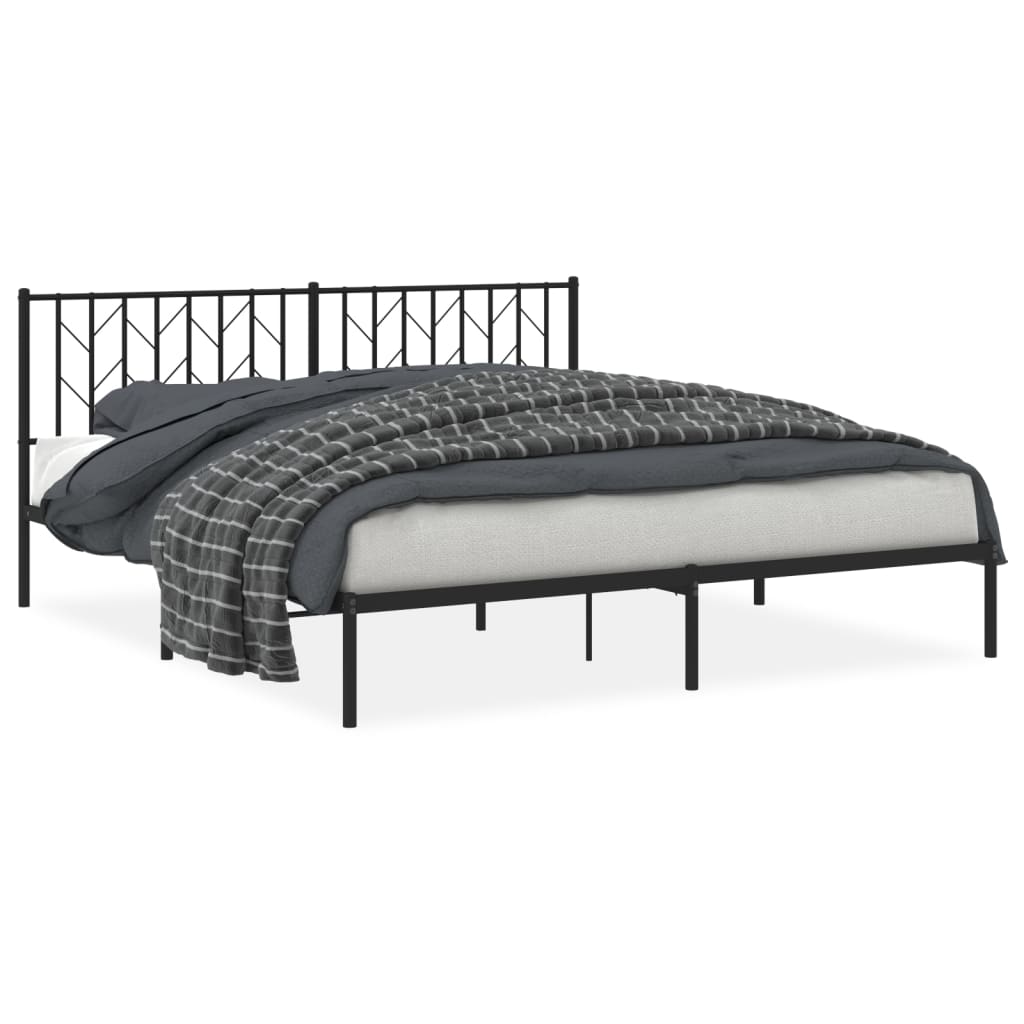 vidaXL Bettgestell mit Kopfteil Metall Schwarz 183x213 cm