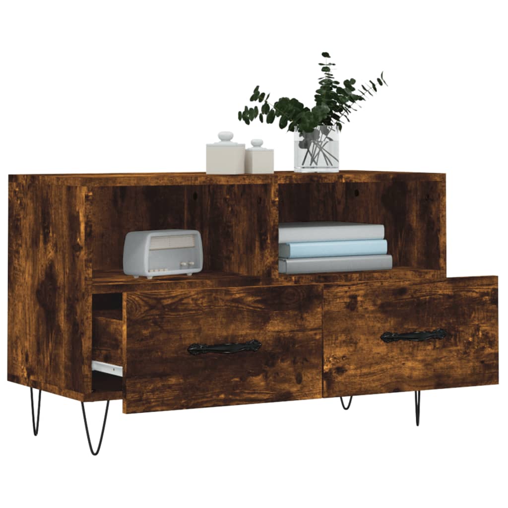 vidaXL TV-Schrank Räuchereiche 80x36x50 cm Holzwerkstoff