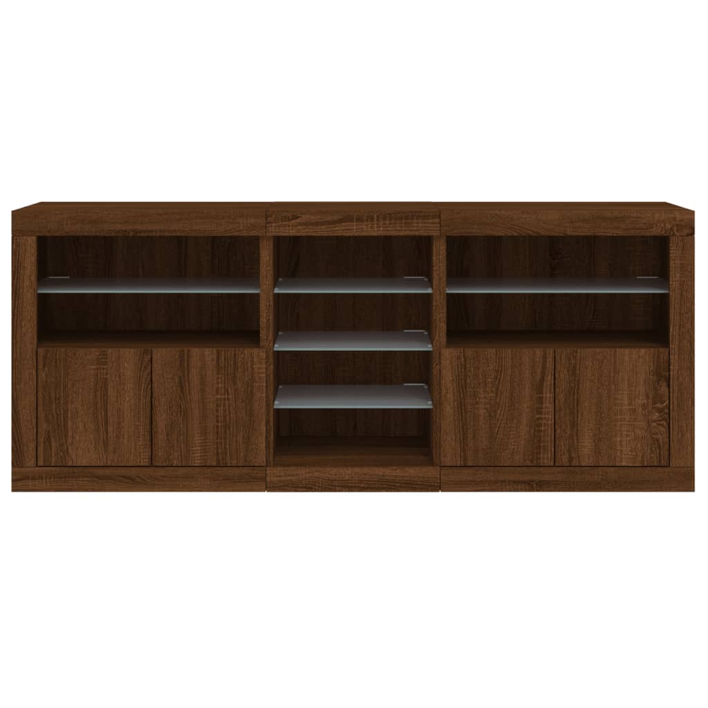 vidaXL Sideboard mit LED-Leuchten Braun Eichen-Optik 162x37x67 cm