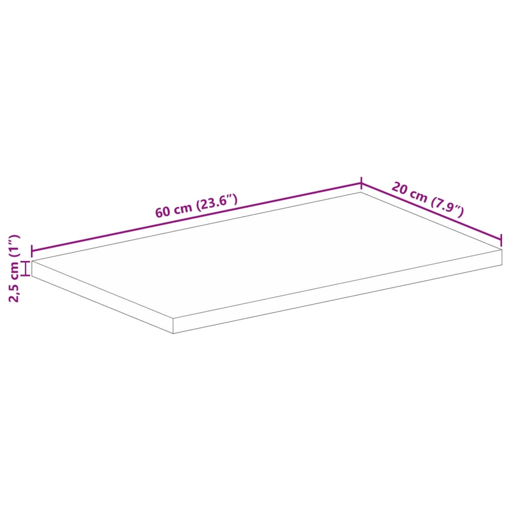 vidaXL Tischplatte 60x20x2,5 cm Rechteckig Massivholz Akazie