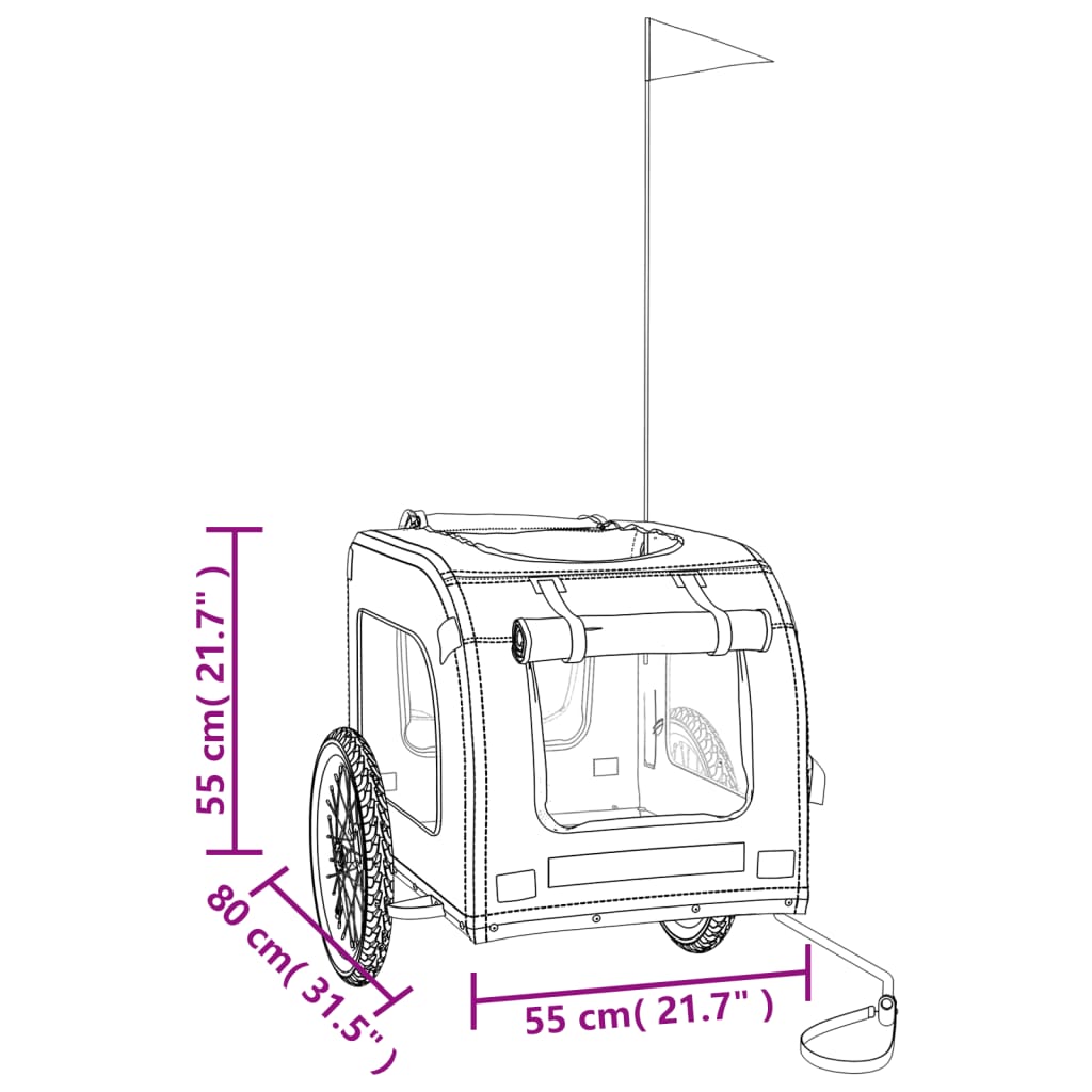 vidaXL Fahrradanhänger Hunde Grau und Schwarz Oxford-Gewebe & Eisen