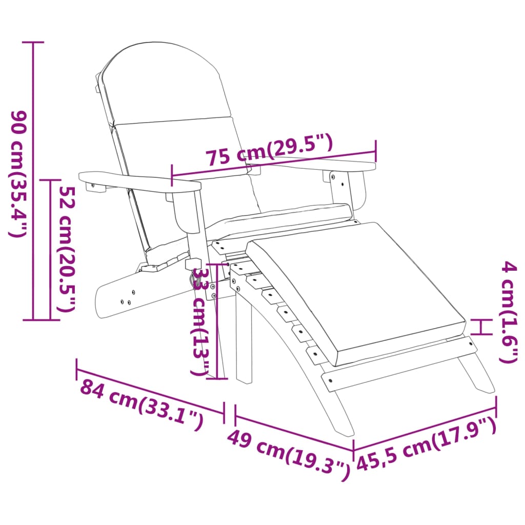 vidaXL 3-tlg. Garten-Lounge-Set Adirondack Massivholz Akazie