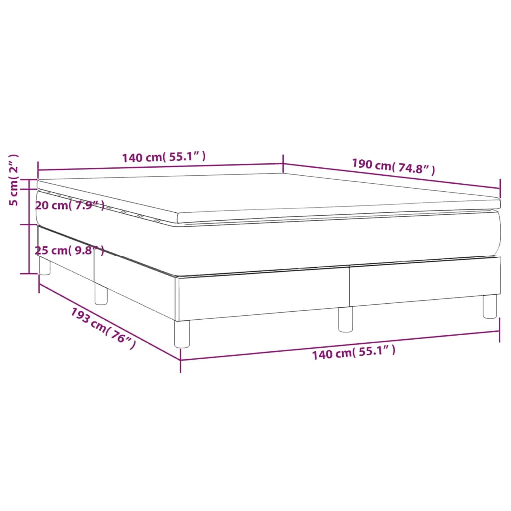 vidaXL Boxspringbett mit Matratze Creme 140x190 cm Stoff