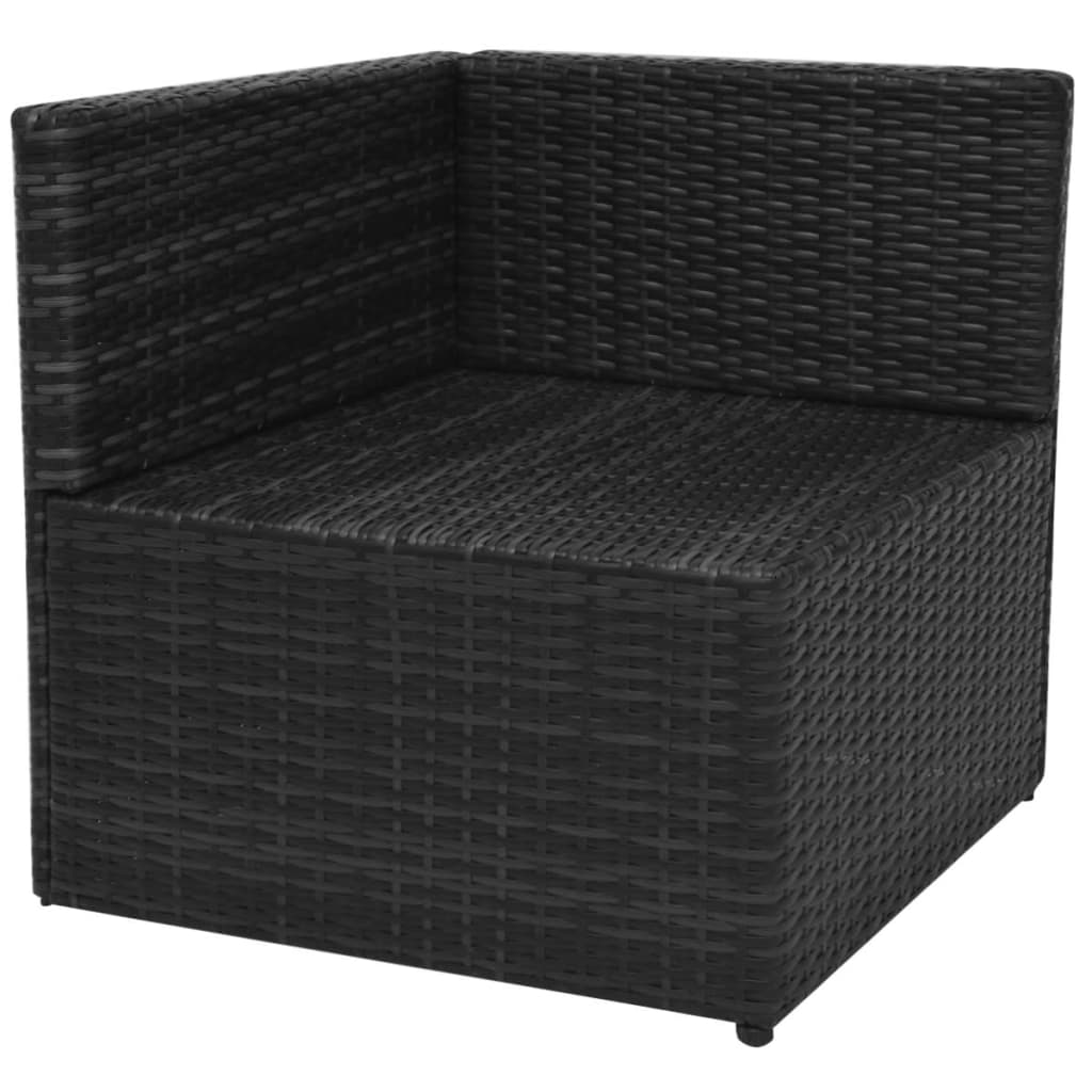 vidaXL 5-tlg. Garten-Lounge-Set mit Auflagen Poly Rattan Schwarz