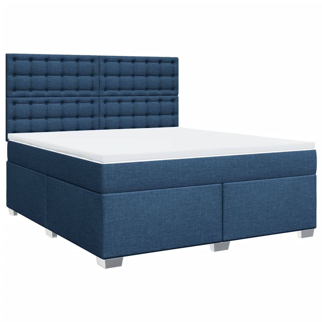 vidaXL Boxspringbett mit Matratze Blau 180x200 cm Stoff