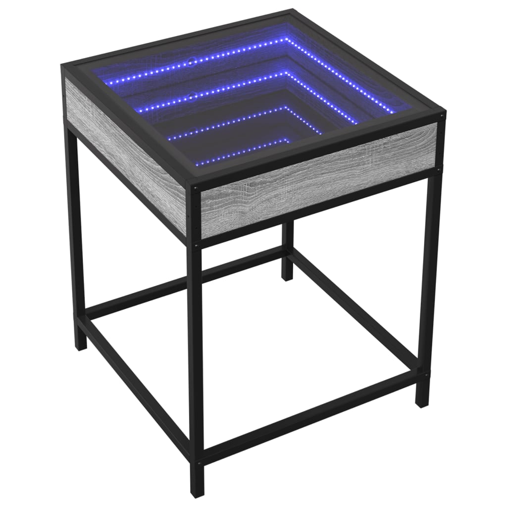 vidaXL Nachttisch mit Infinity-LED Grau Sonoma 40x40x51 cm