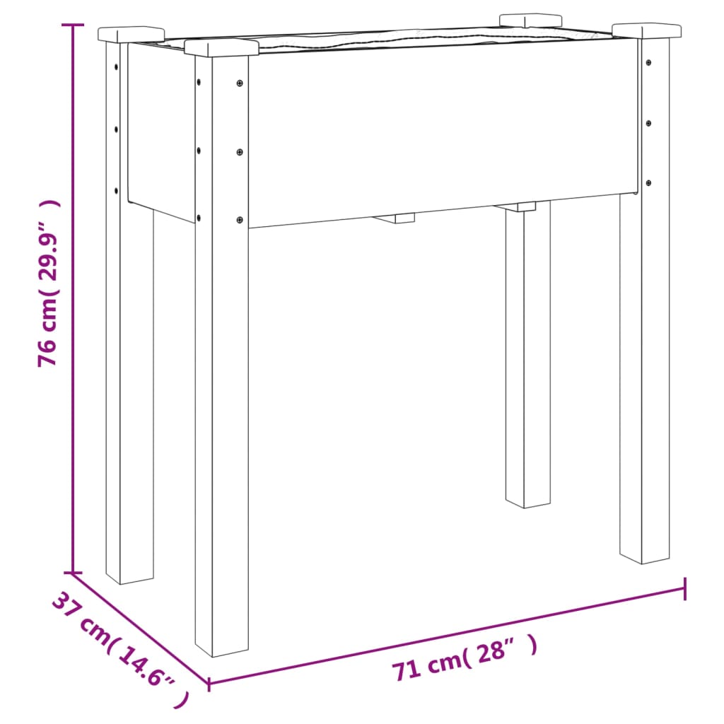 vidaXL Pflanzkübel mit Einsatz Grau 71x37x76 cm Massivholz Tanne