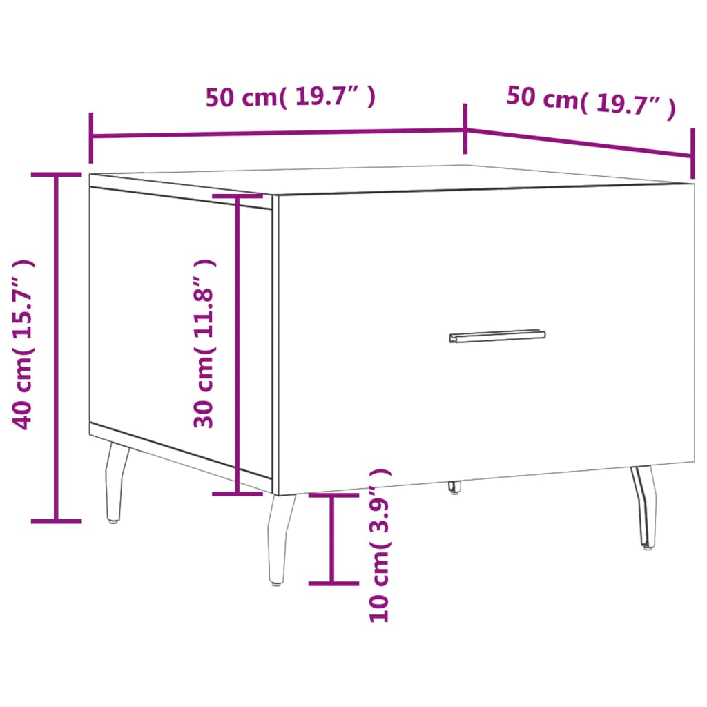 vidaXL Couchtische 2 Stk. Schwarz 50x50x40 cm Holzwerkstoff