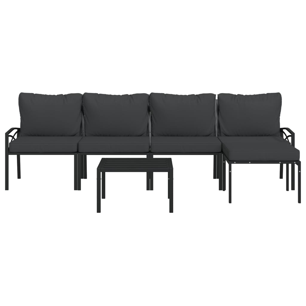 vidaXL 6-tlg. Garten-Lounge-Set mit Grauen Kissen Stahl